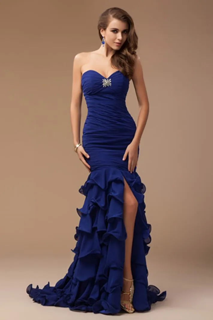 ---Long evening dress by Sposamore made in tulle with draped bodice--