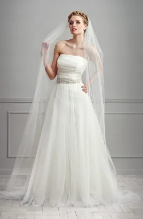 ---Very simple tulle wedding dress for civil wedding ceremony with draped bodice with straight neckline bridal collection 2021--