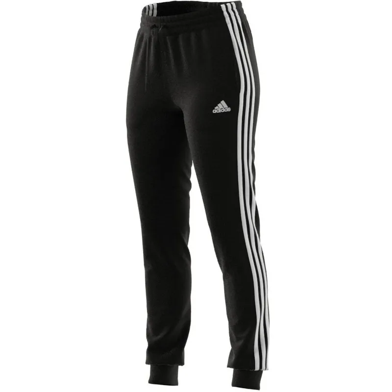 ADIDAS DONNA PANTALONE NERO ESSENTIALS SINGLE JERSEY 3 COLORE NERO STRICE BIANCHE