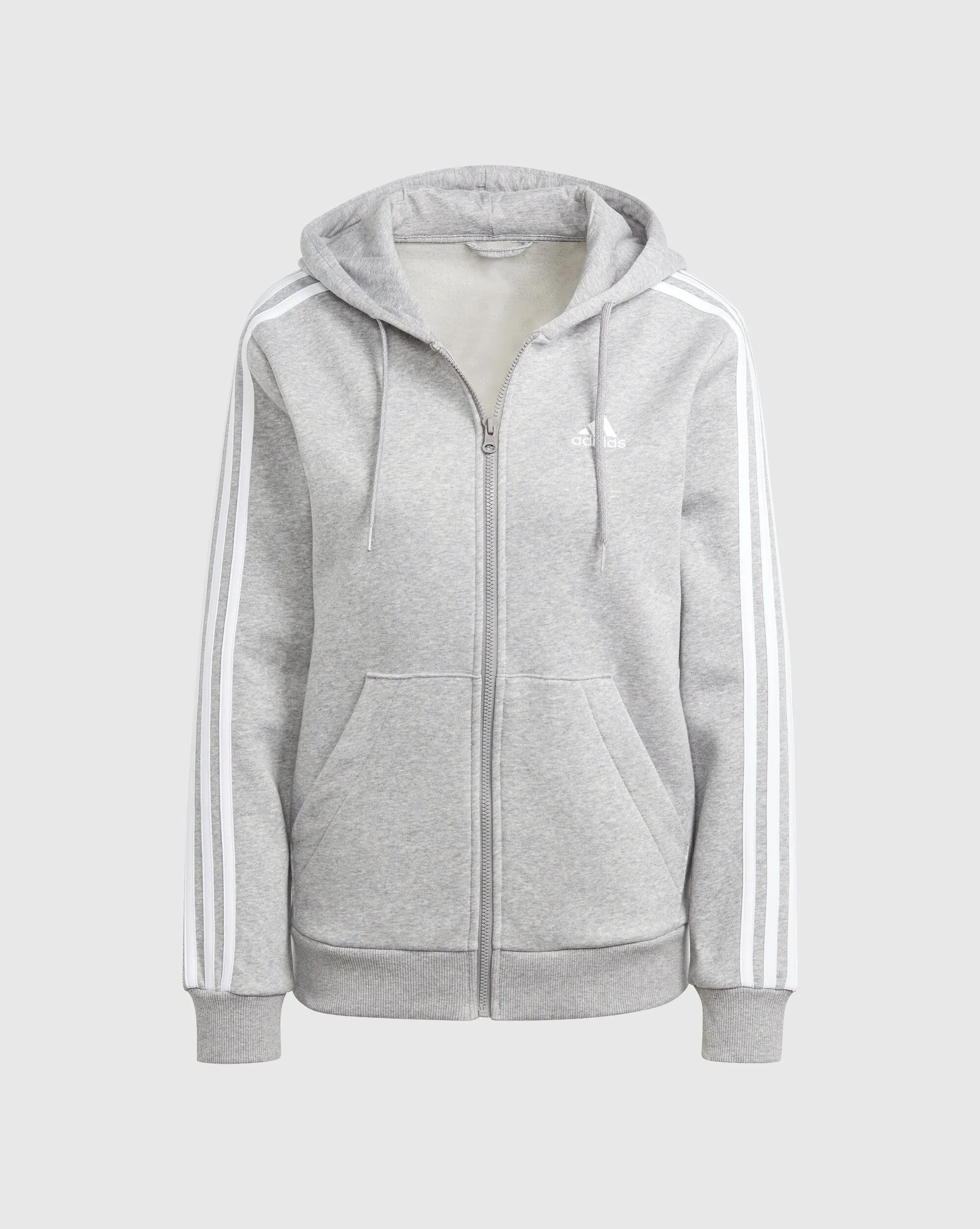 Adidas Felpa Con Cappuccio 3-Stripes Fleece Full Zip  Grigio Donna