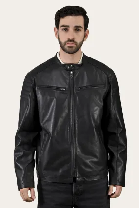 Authentic Nappa Lamb Cafe Racer Leather Jacket