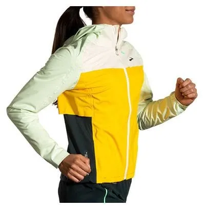 Brooks High Point Trail Waterproof Jacket Yellow Green Donna