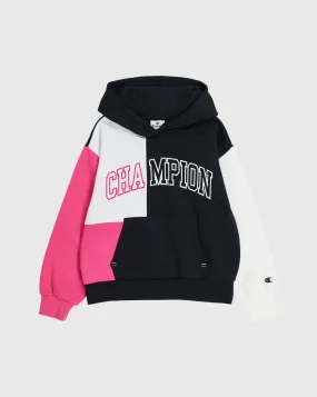 Champion Felpa Con Cappuccio Big Logo Color Punch Nero Bambina