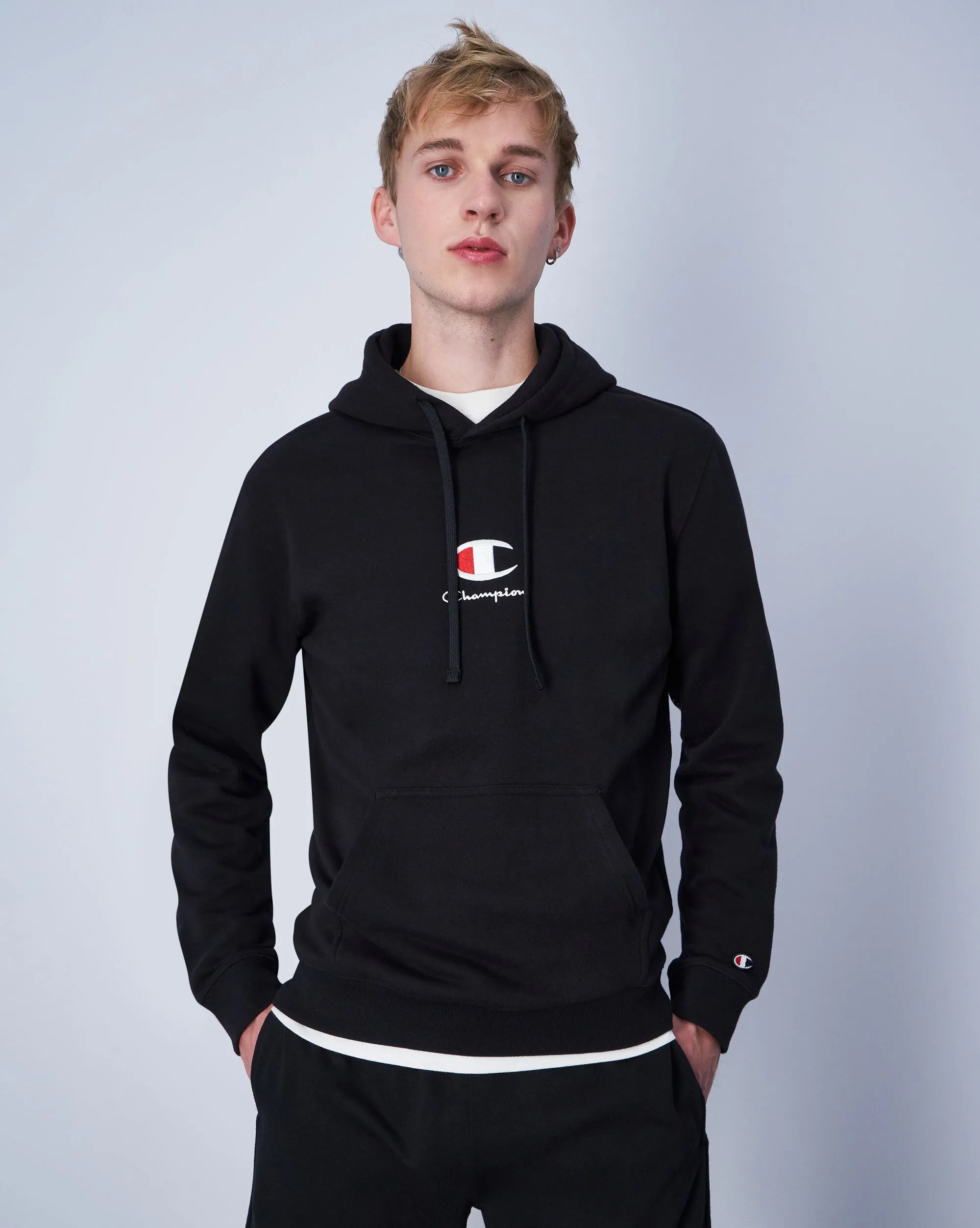 Champion Felpa Con Cappuccio E Nuovo Logo Nero Uomo