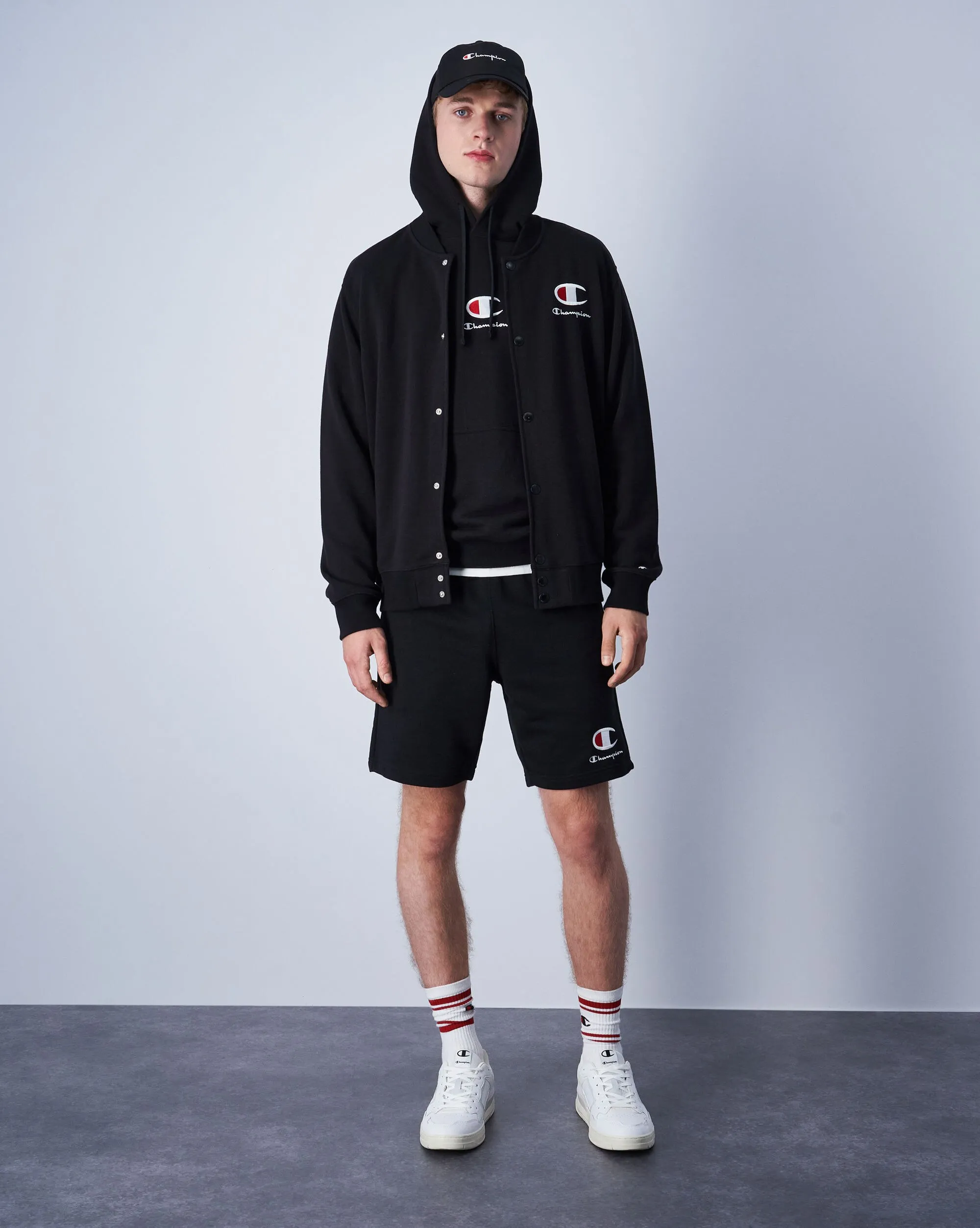 Champion Felpa Con Cappuccio E Nuovo Logo Nero Uomo