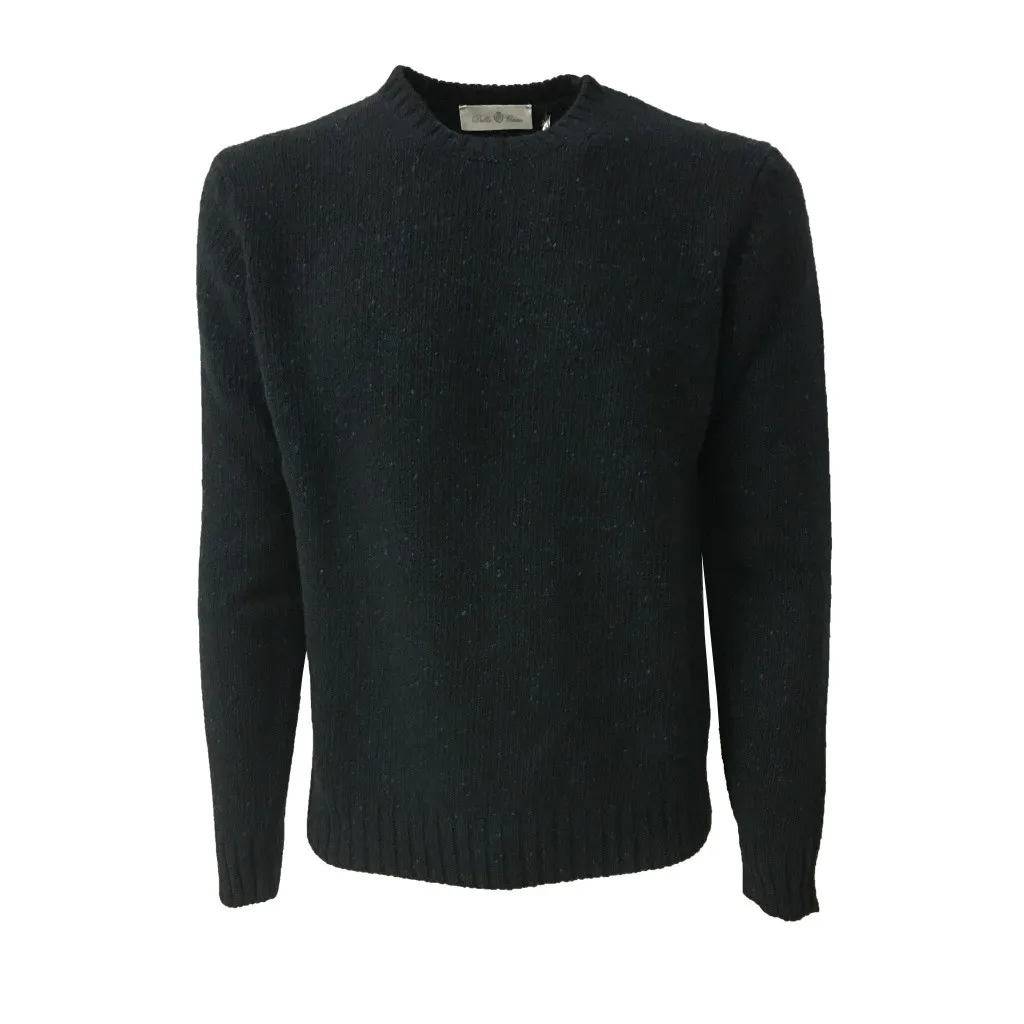 DELLA CIANA maglia uomo girocollo nero/blu 70% lana 30% cashmere MADE IN ITALY