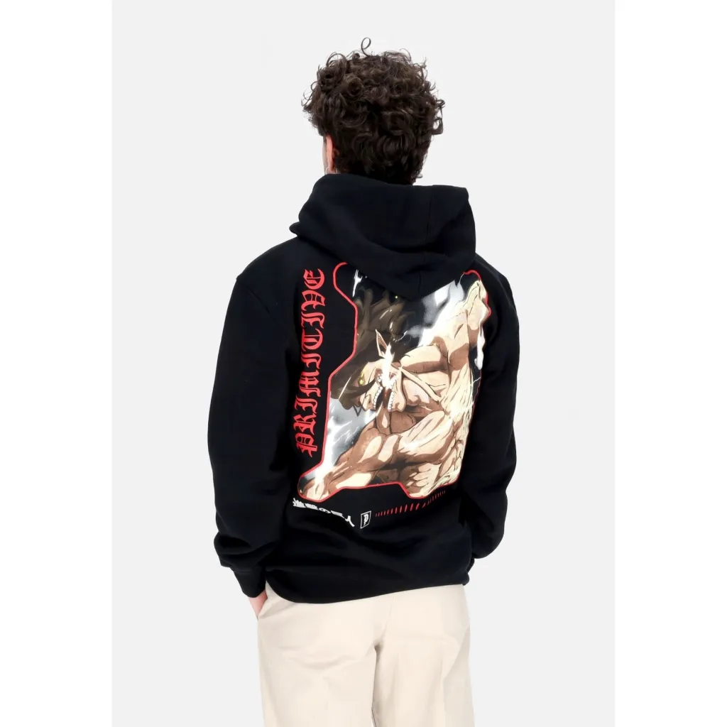 felpa cappuccio uomo future memory hoodie x attack on titan BLACK