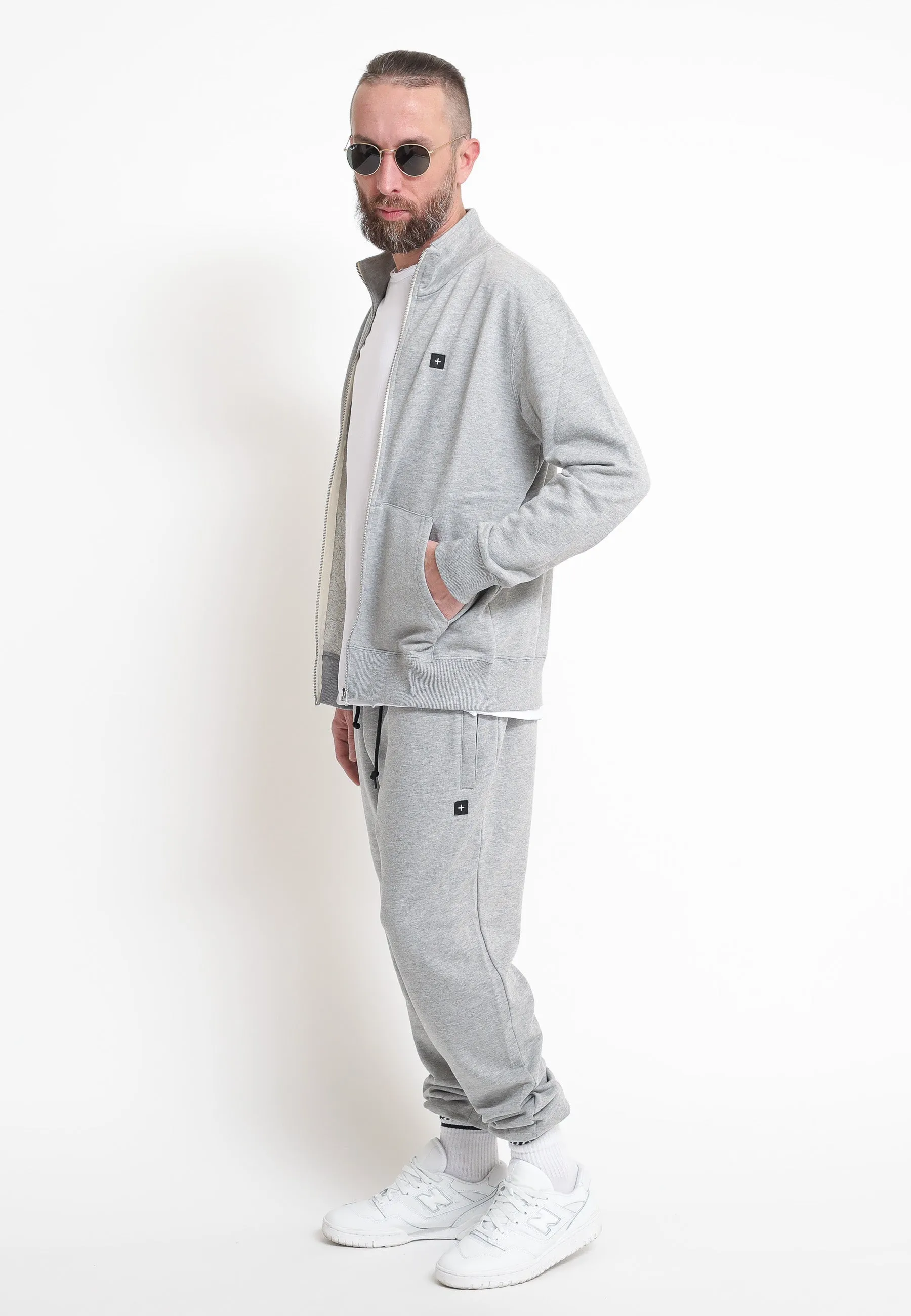 Felpa Full Zip Collo In Piedi Heather/Grigio Melange