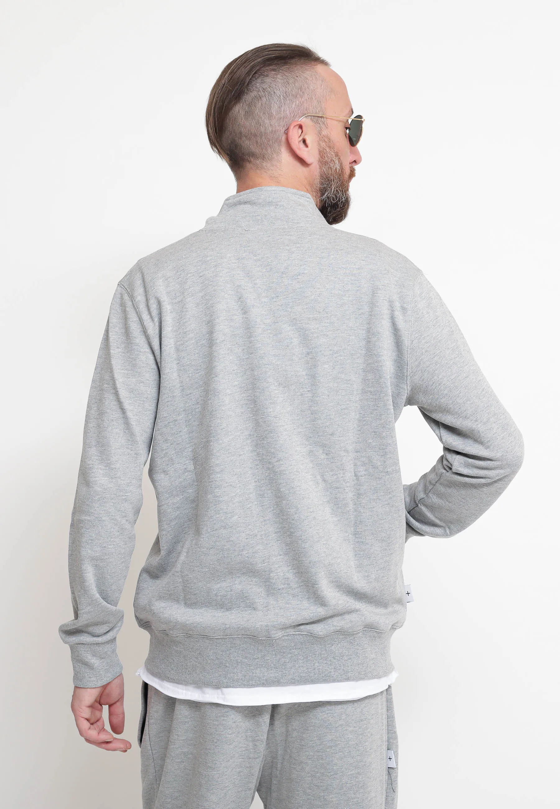 Felpa Full Zip Collo In Piedi Heather/Grigio Melange