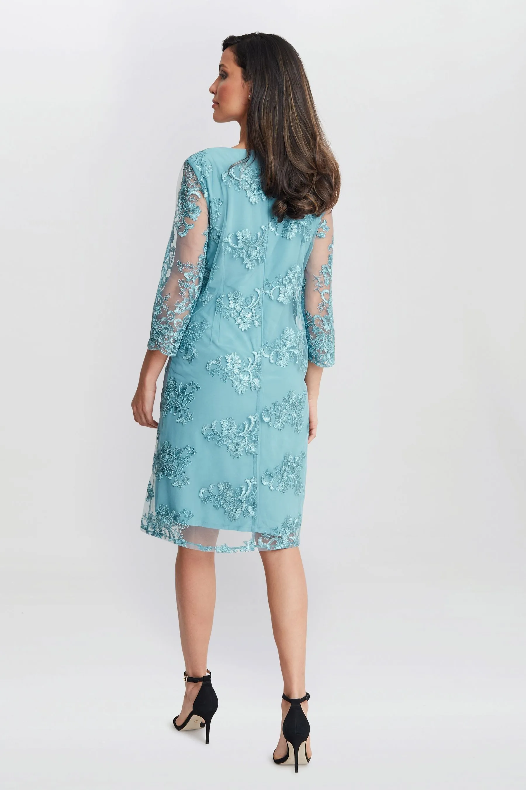 Gina Bacconi Blu - Jill Embroidered Lace Mock Jacket Dress