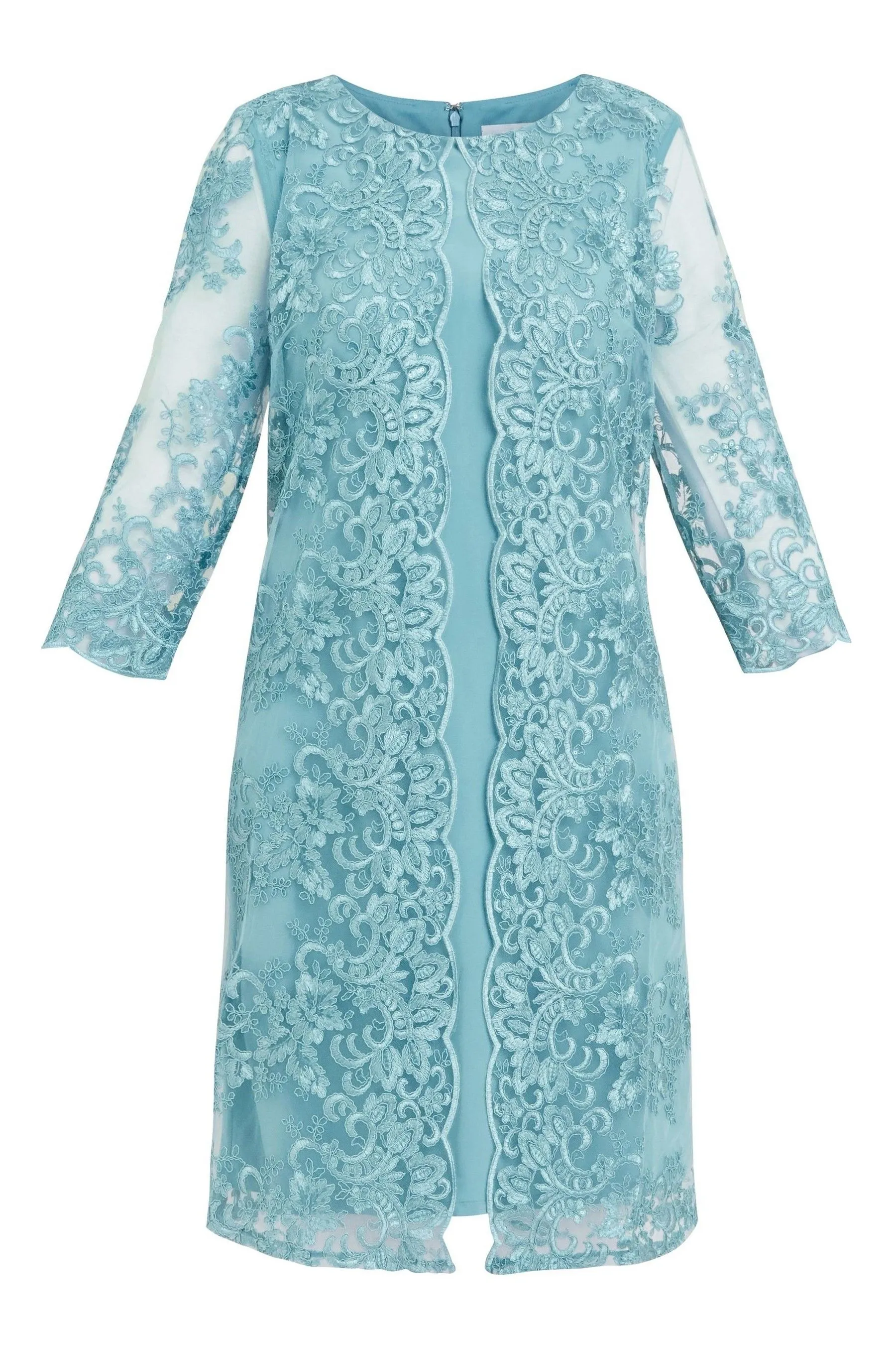 Gina Bacconi Blu - Jill Embroidered Lace Mock Jacket Dress