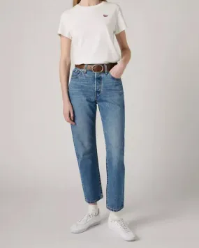 Jeans 501® slim a vita media dal taglio cropped in cotone e lyocell lavaggio medio stone washed