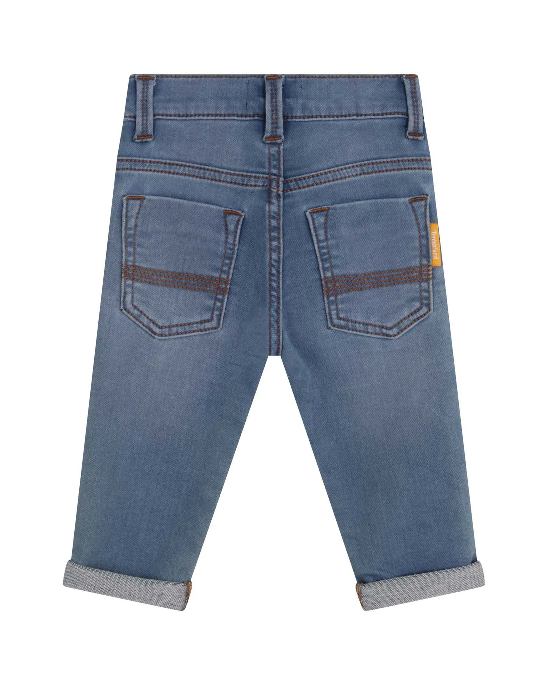 Jeans stretch a lavaggio medio stone washed con patch scarponcino 2-3 anni