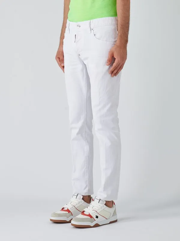 Jeans uomo Dsquared2 Skater in cotone bull Bianco