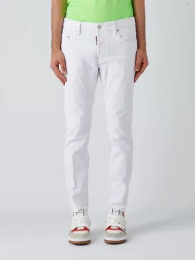 Jeans uomo Dsquared2 Skater in cotone bull Bianco