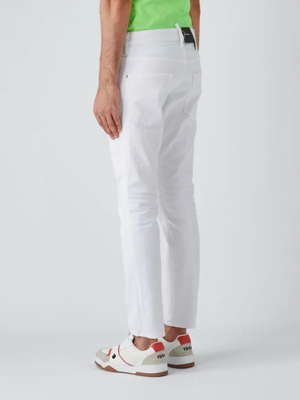 Jeans uomo Dsquared2 Skater in cotone bull Bianco