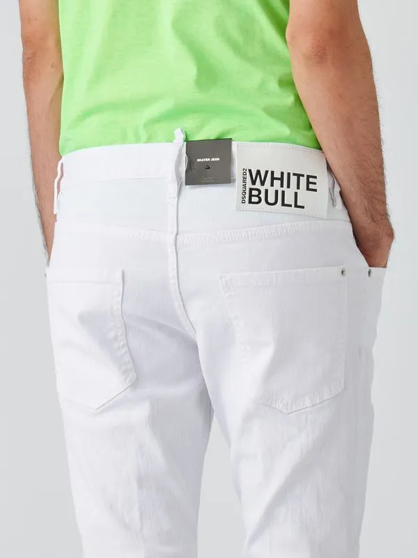 Jeans uomo Dsquared2 Skater in cotone bull Bianco