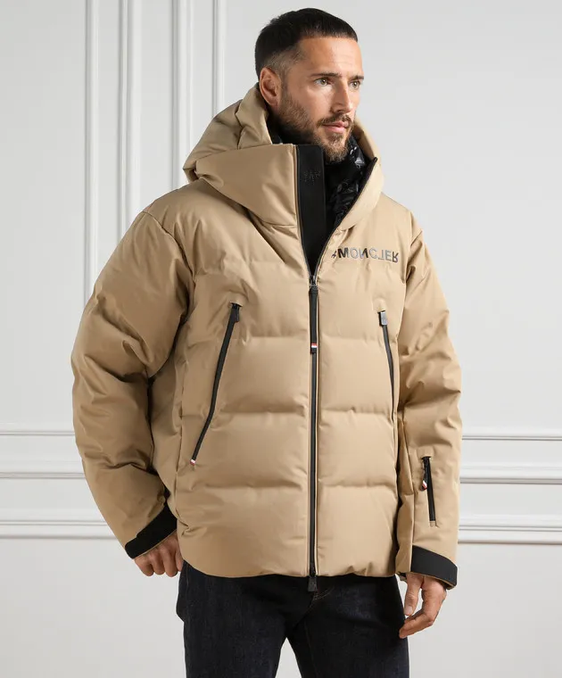 Moncler Grenoble Piumino Fellberg marrone con logo 1A0004553066