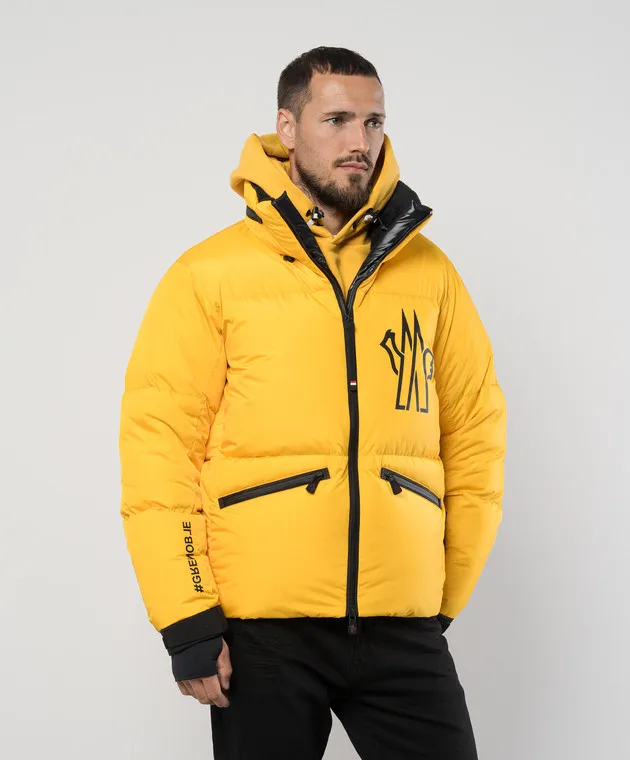 Moncler Grenoble Piumino giallo con logo 1A000235399E