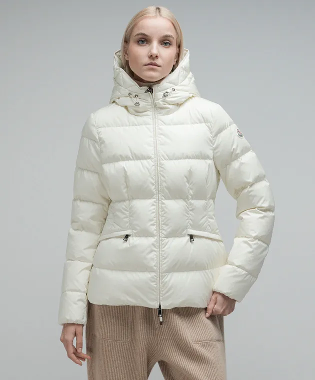 Moncler Piumino Avoce beige con patch logo 1A00075539ZD