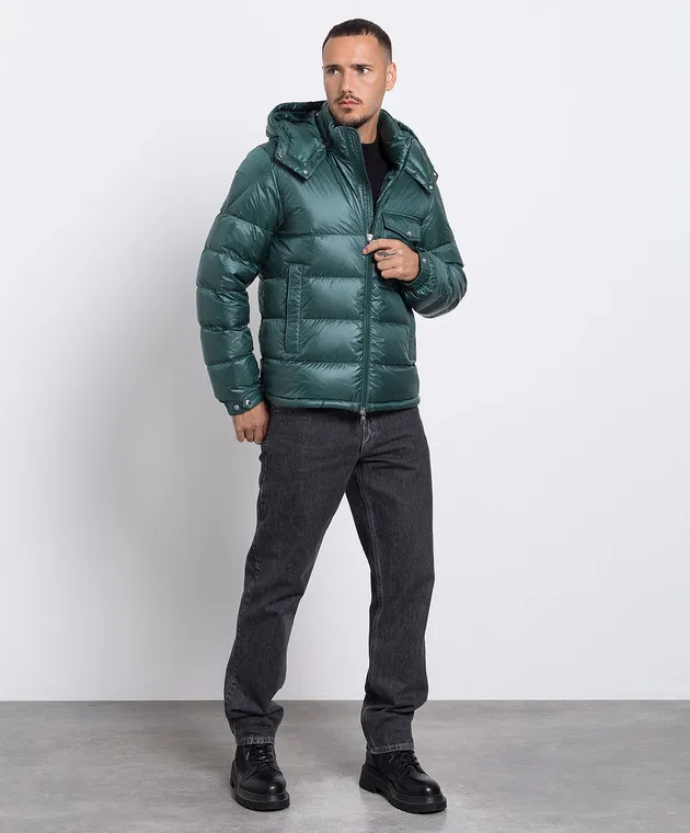 Moncler Piumino con logo Wollaston di colore verde 1A00001595ZZ