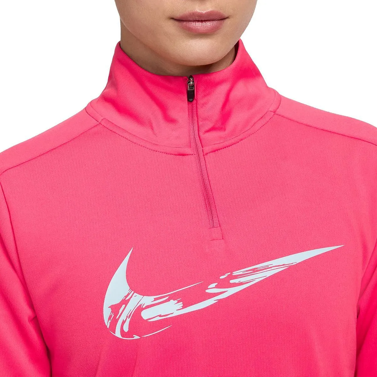      NIKE MAGLIA MANICA LUNGA 1/2 ZIP DRI-FIT SWOOSH HBR DONNA  