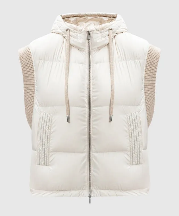 Peserico Gilet in piumino beige con lana A03410F05E6957