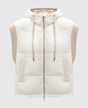 Peserico Gilet in piumino beige con lana A03410F05E6957