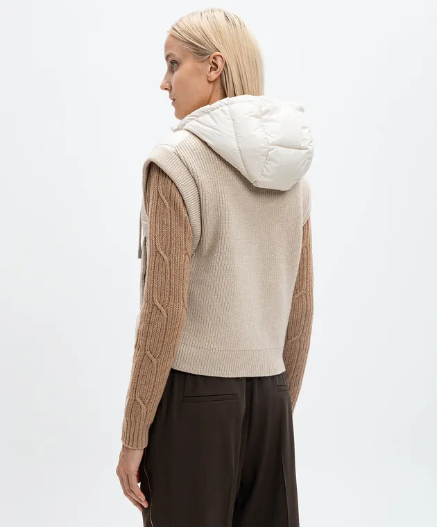 Peserico Gilet in piumino beige con lana A03410F05E6957