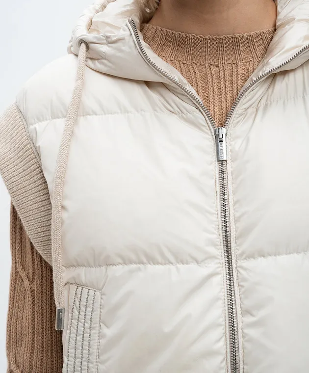 Peserico Gilet in piumino beige con lana A03410F05E6957