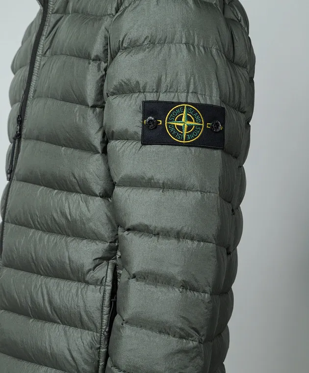 Stone Island Piumino verde con patch logo 801542424