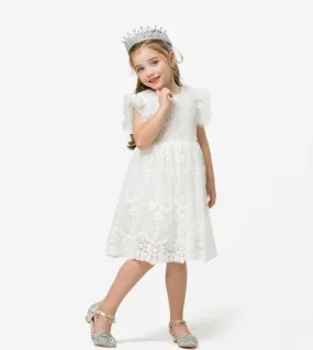 Summer Girls Dress Flower Embroidery Teen Damigella donore Sweety Princess Costume 38t Birthday Clothes Casual Kids Clot