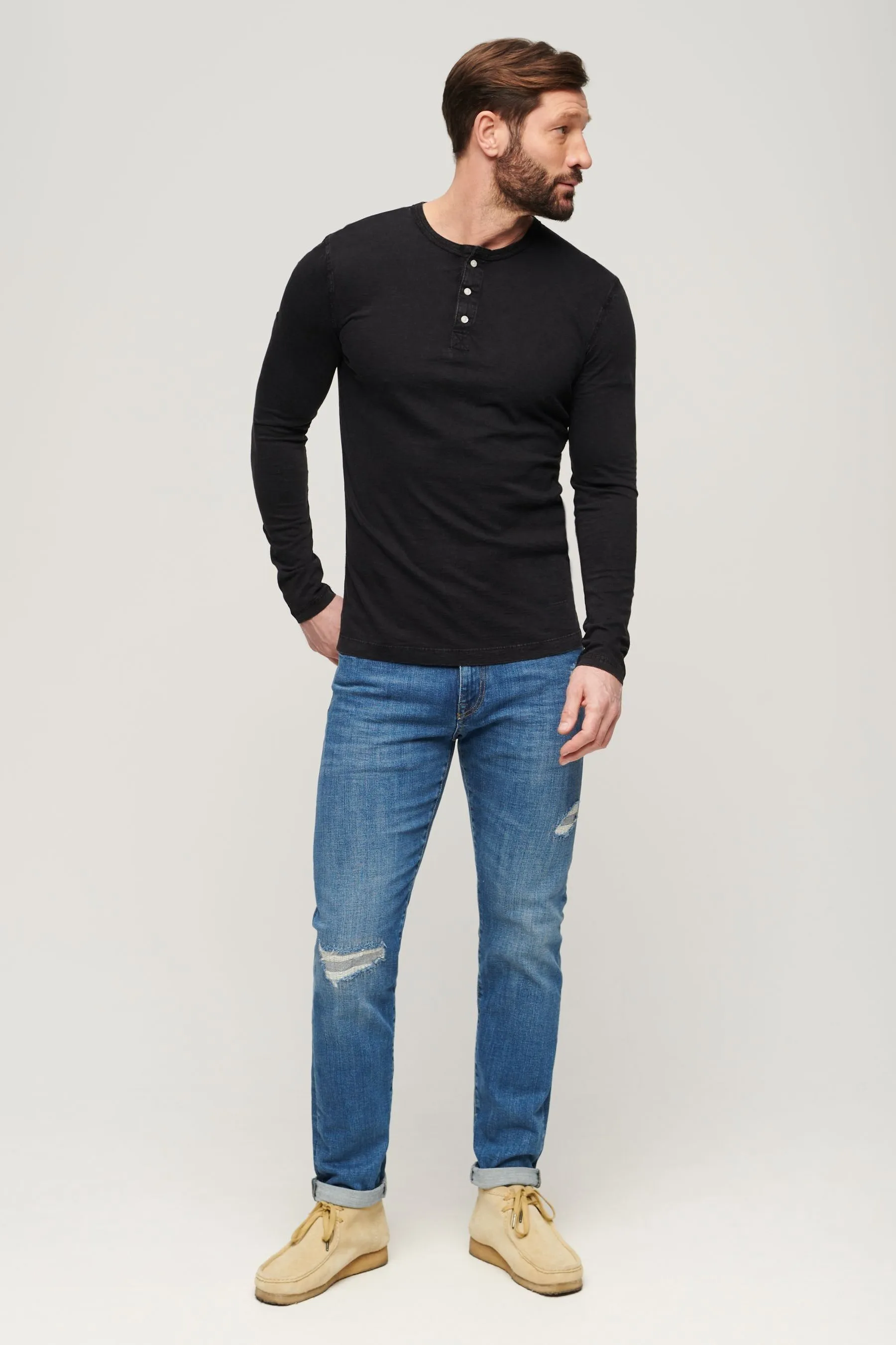 Superdry Manica lunga - Top serafino in jersey