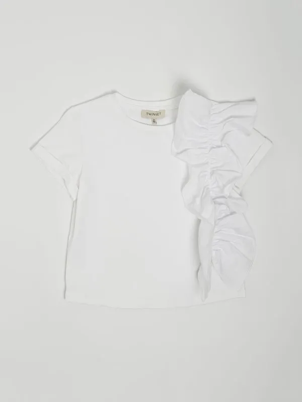 T-shirt bambina Twinset in jersey Bianco