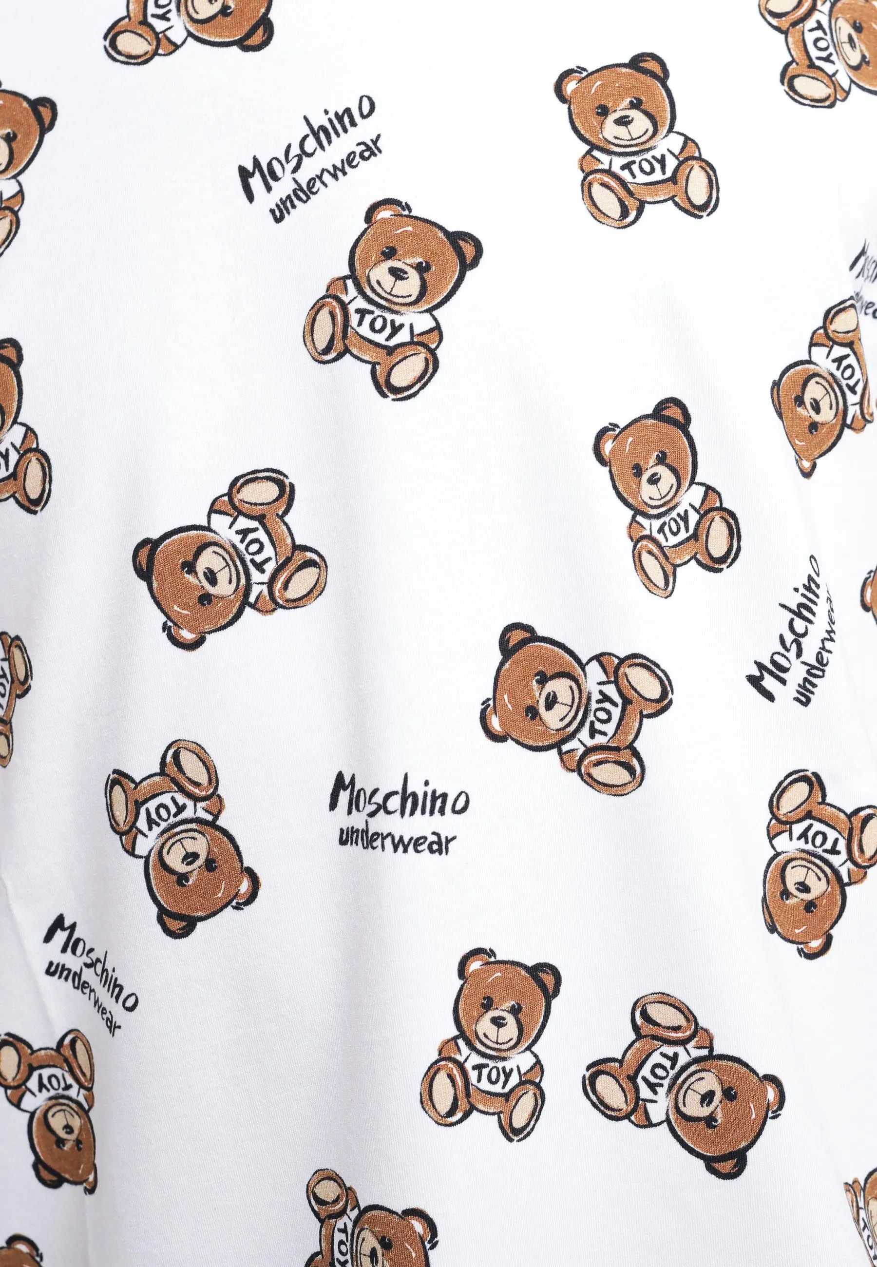 Teddy Bear Print Stretch Jersey - White