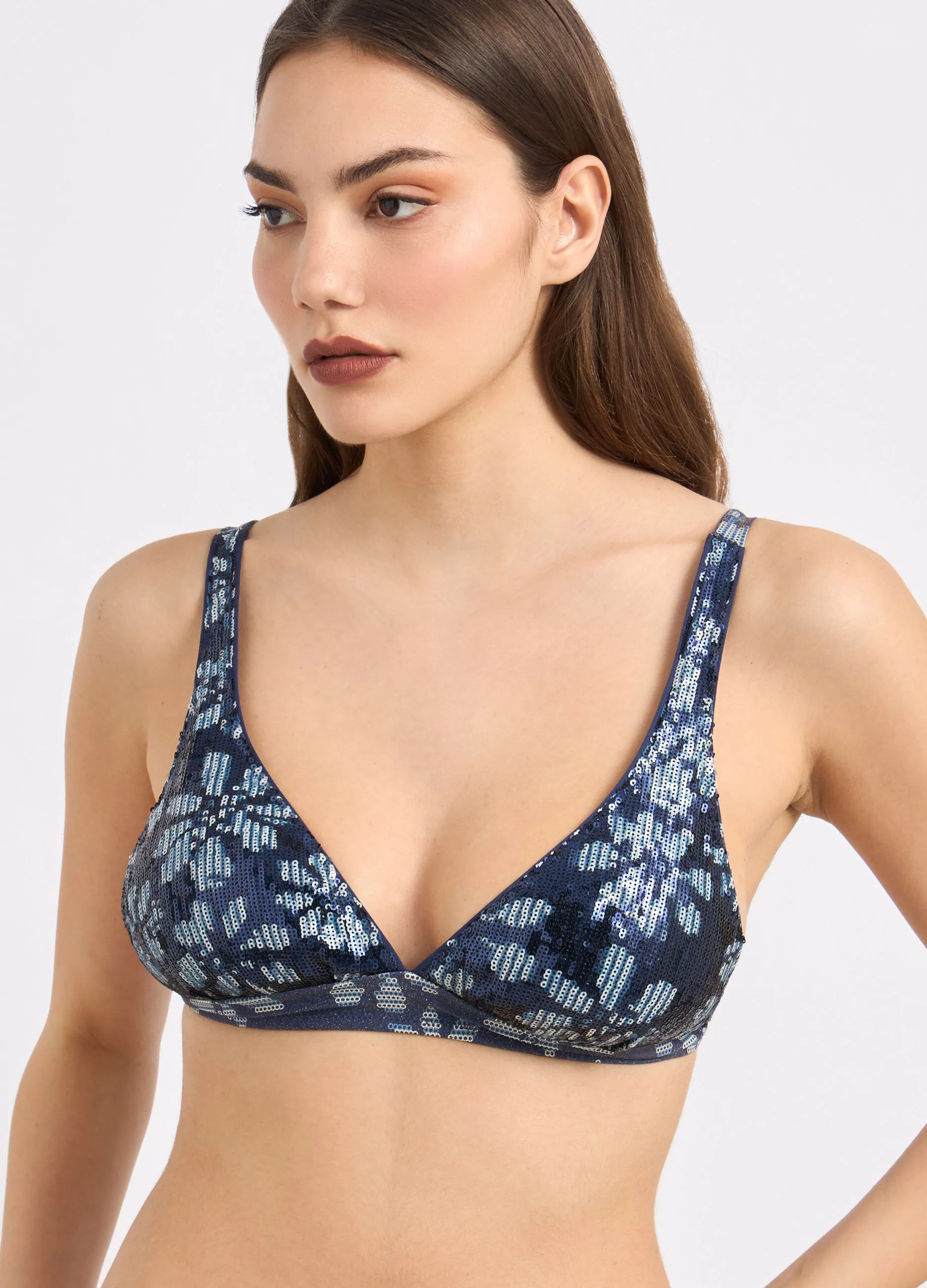 Top bikini con paillettes donna