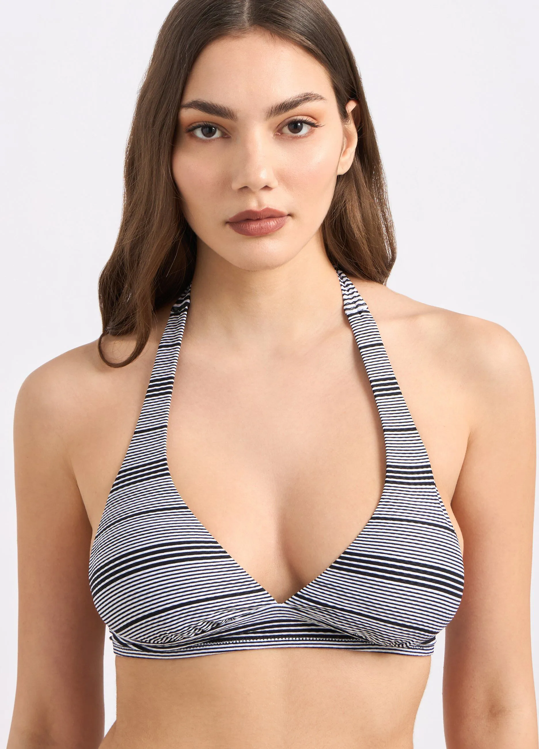 Top bikini triangolo a righe donna