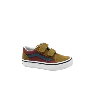 VANS OLD SKOOL V CYW6GL1 color block multi rosso marrone scarpe bambino sneakers strappi